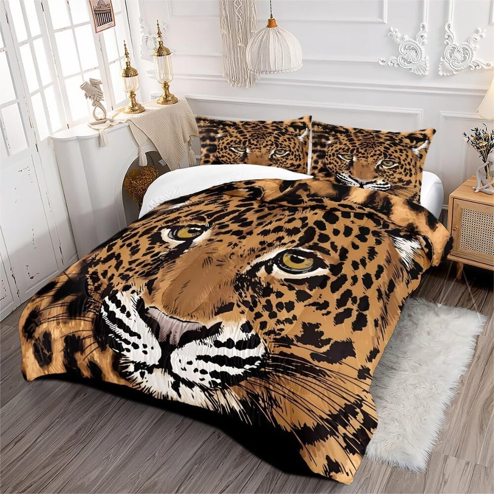 Leopard Print Comforter Set Queen Size